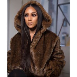 Faux fur bomber jacket